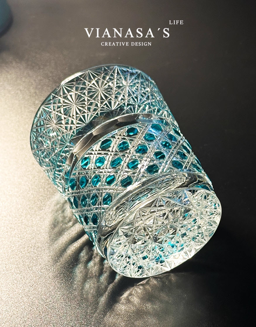 Ly wishky pha lê 280ml chế tác thủ công Edo Kiriko mẫu Gemstone Vianasa VS2323E