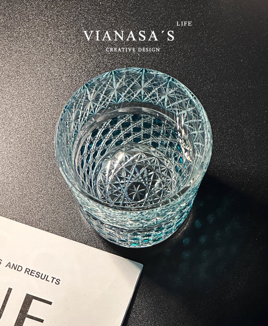 Ly wishky pha lê 280ml chế tác thủ công Edo Kiriko mẫu Gemstone Vianasa VS2323E