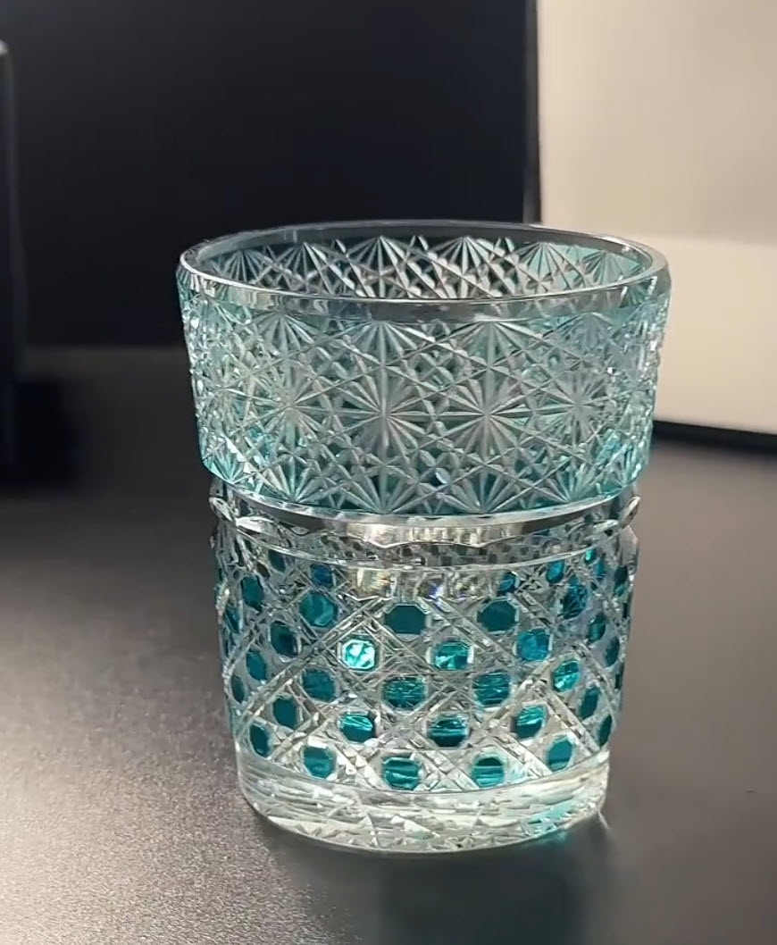 Ly wishky pha lê 280ml chế tác thủ công Edo Kiriko mẫu Gemstone Vianasa VS2323E