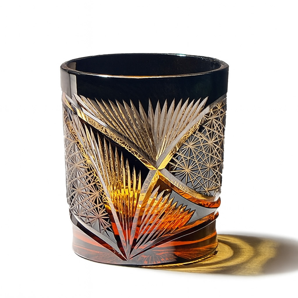 Ly wishky pha lê 280ml chế tác thủ công Edo Kiriko mẫu Tsuru Feather Vianasa VS3434C