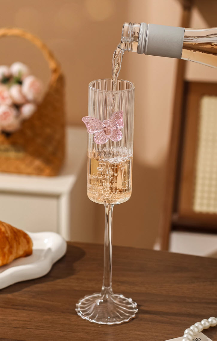 Ly champagne thủy tinh borosilicate chế tác thủ công mẫu Butterfly 180ml Vianasa VS23344