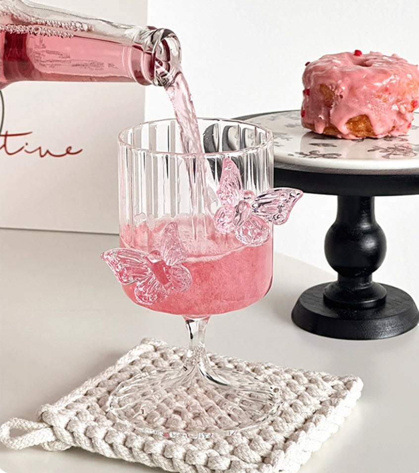 Ly champagne thủy tinh borosilicate chế tác thủ công mẫu Butterfly 180ml Vianasa VS23344