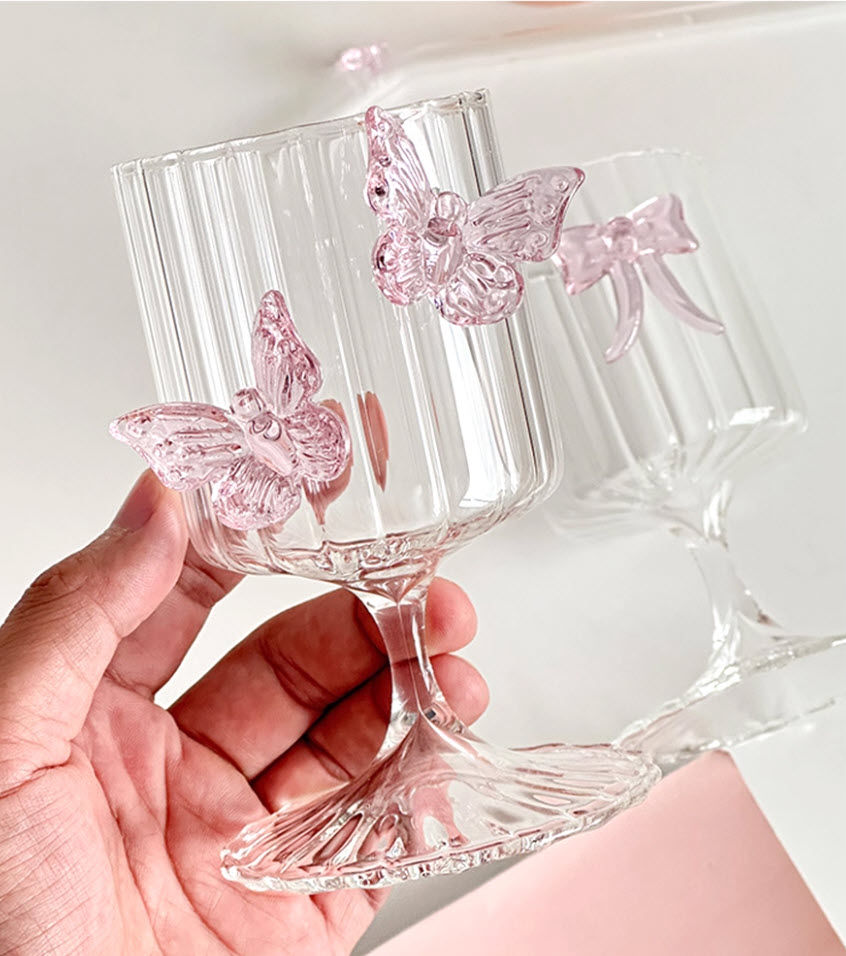 Ly champagne thủy tinh borosilicate chế tác thủ công mẫu Butterfly 180ml Vianasa VS23344