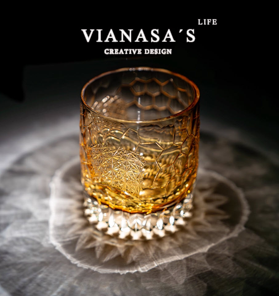 Ly wishky pha lê 260ml chế tác thủ công Edo Kiriko mẫu Snowflakes Vianasa VS42423