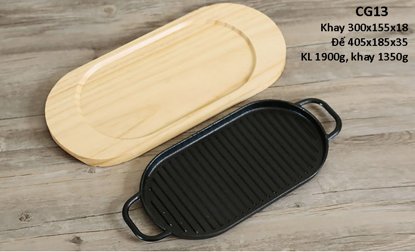 Chảo gang nướng beefsteak đáy vân nổi trưng bày món ăn để bàn YCY CGCD03