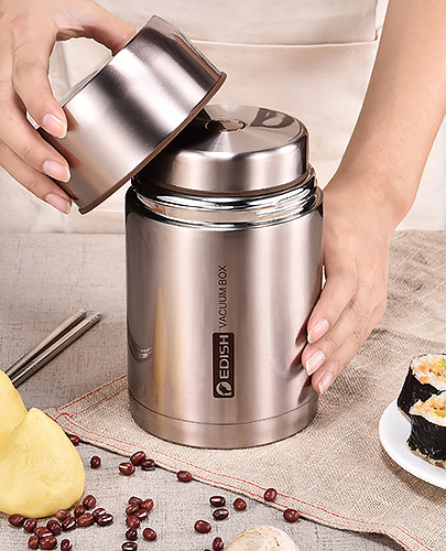 Bình ủ thức ăn 800ml & 1000ml Edish JLY909, 2 lớp inox 304 mạ màu.