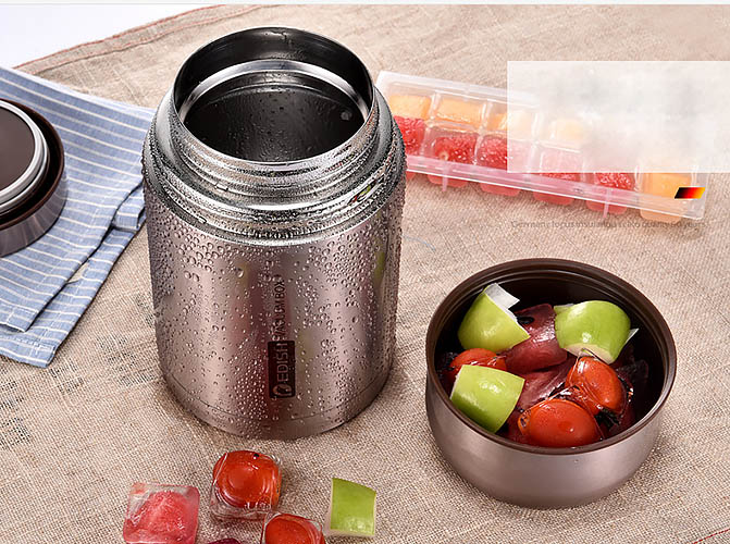 Bình ủ thức ăn 800ml & 1000ml Edish JLY909, 2 lớp inox 304 mạ màu.