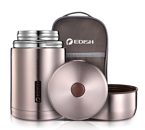 Bình ủ thức ăn 800ml & 1000ml Edish JLY909, 2 lớp inox 304 mạ màu.