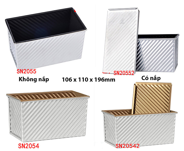 Khuôn làm bánh chữ nhật chống dính Sanneng SN2055, hợp kim nhôm.