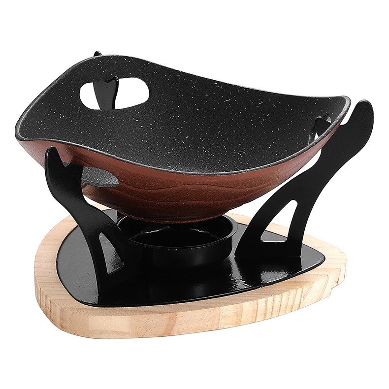 Bộ nồi hâm nóng thức ăn nồi lẩu khô phủ đá maifan NLG01