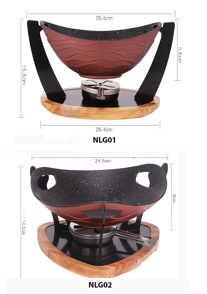 Bộ nồi hâm nóng thức ăn nồi lẩu khô phủ đá maifan NLG01