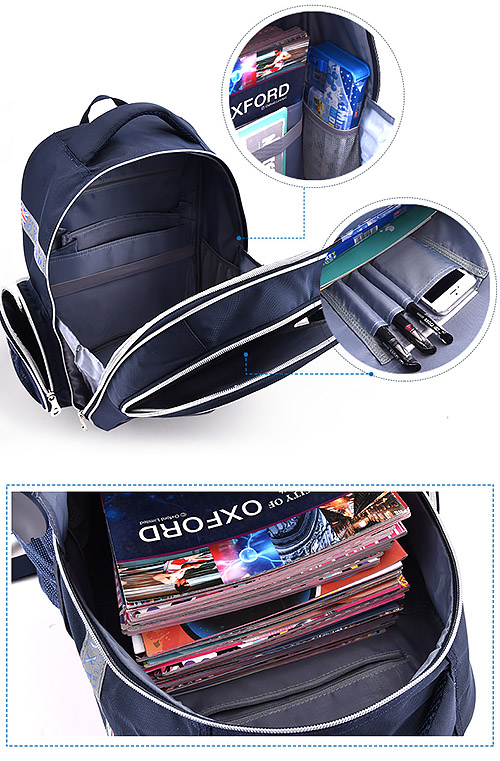 Balo cặp chống gù Oxford X217 chất liệu Polyester chống nước tốt, viền phản quang.