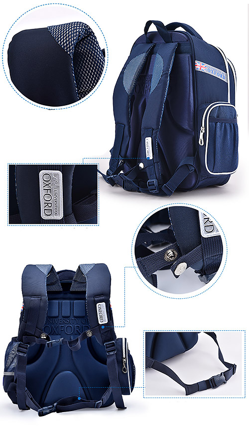 Balo cặp chống gù Oxford X217 chất liệu Polyester chống nước tốt, viền phản quang.