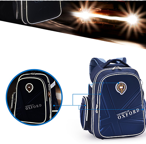 Balo cặp chống gù Oxford X217 chất liệu Polyester chống nước tốt, viền phản quang.