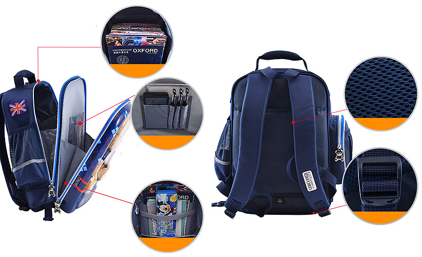 Balo kéo học sinh Oxford J008, chất liệu PES chống nước tốt, viền phản quang.
