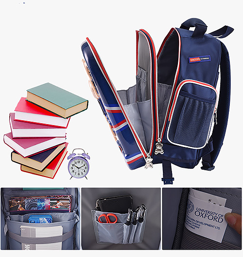 Balo kéo học sinh Oxford J055, chất liệu PES chống nước tốt, viền phản quang.