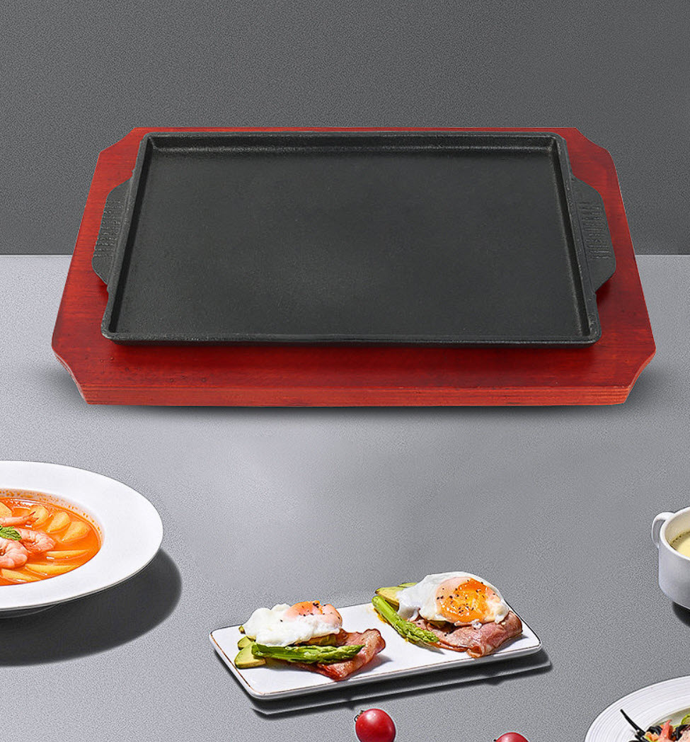 Chảo gang chữ nhật ăn món beefsteak các món tây OG8966B