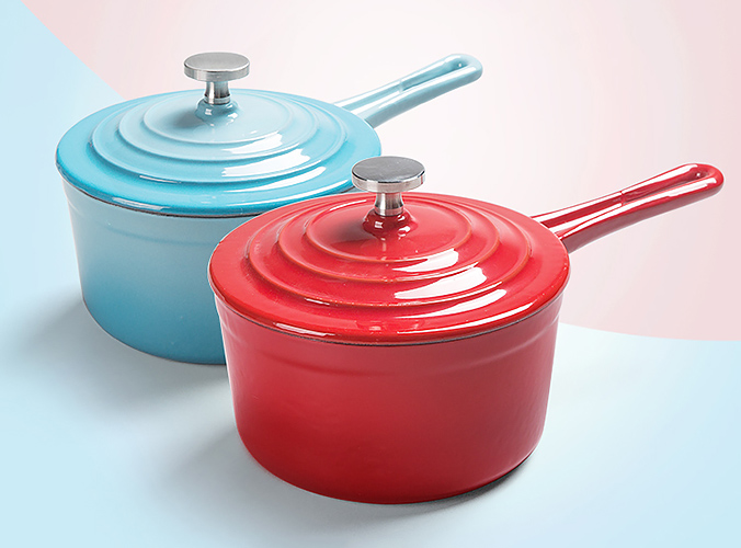 Nồi gang nấu sữa nấu nước sốt phủ men 14cm Mcooker BC14TB