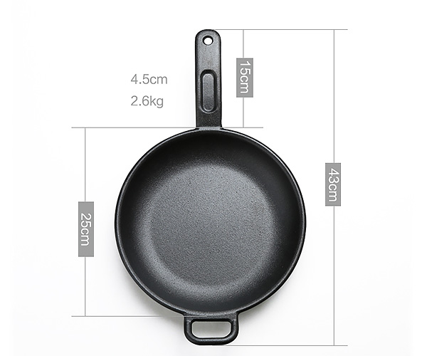 Chảo gang tay cầm 25cm có quai phụ Mcooker BCB25.