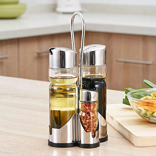 Bộ đựng gia vị thủy tinh có quai xách Jiali KO467