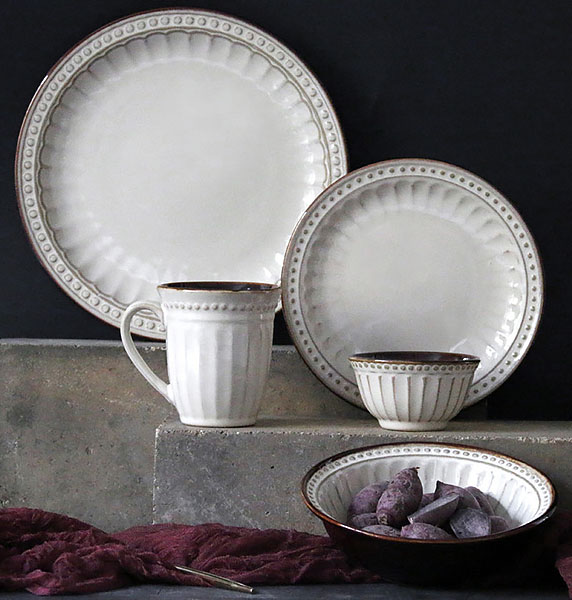 Bộ tô chén dĩa gốm porcelain handmade OMK GT006.