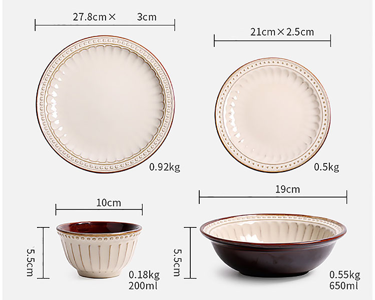 Bộ tô chén dĩa gốm porcelain handmade OMK GT006.