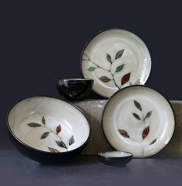 Bộ tô chén dĩa gốm porcelain handmade OMK GCTZ006.