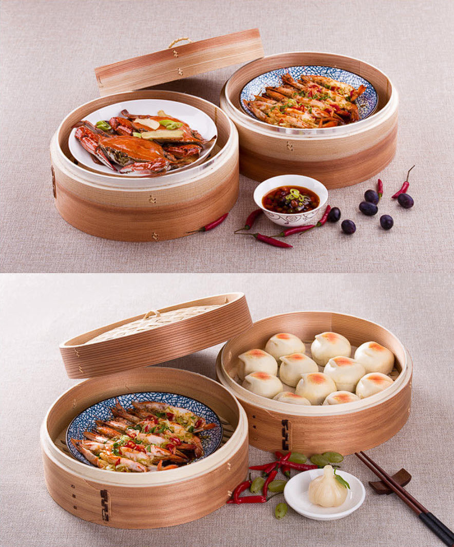Xửng hấp bánh gỗ Tuyết Tùng lồng hấp dimsum, hải sản, rau củ Steam ZSM003