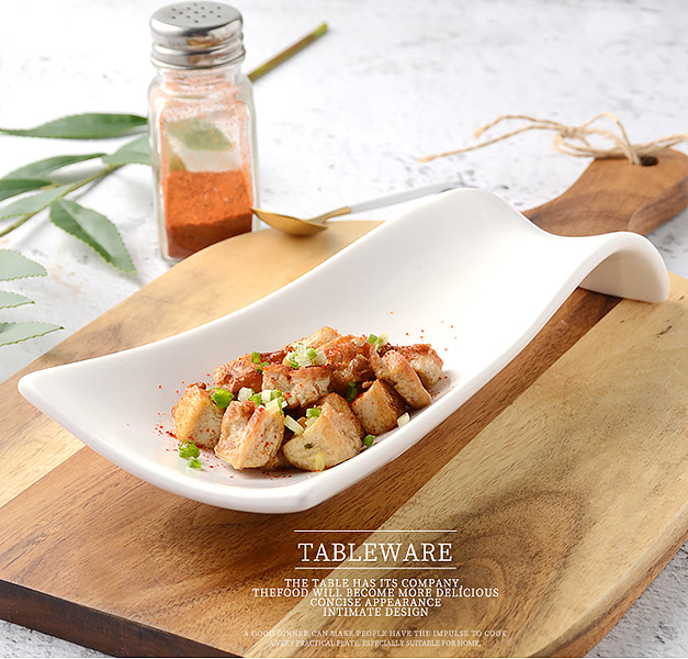 Khay dĩa gốm trắng porcelain đựng sushi thức ăn McAllen MA020.