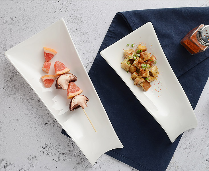 Khay dĩa gốm trắng porcelain đựng sushi thức ăn McAllen MA020.