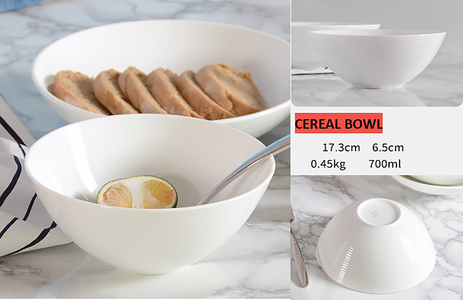 Tô gốm trắng porcelain McAllen 93313 đựng thức ăn.