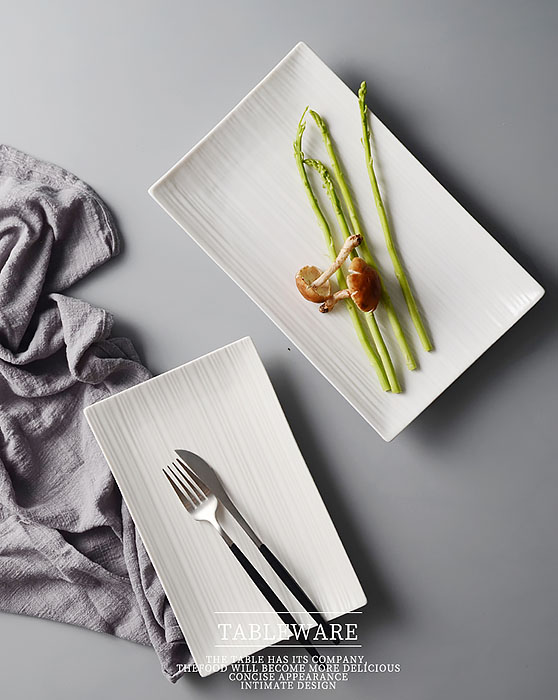 Dĩa gốm sứ trắng chữ nhật McAllen MA035.