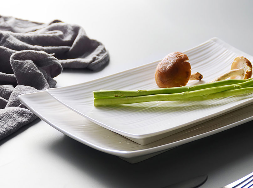 Dĩa gốm sứ trắng chữ nhật McAllen MA035.