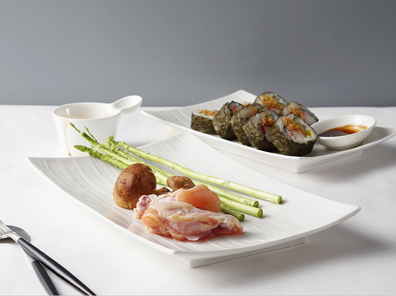 Dĩa gốm sứ trắng chữ nhật McAllen MA035.