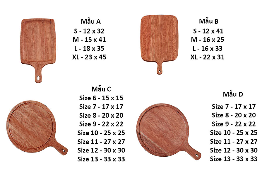Thớt gỗ đựng thức ăn nhà hàng quán ăn Muxiao MU001B