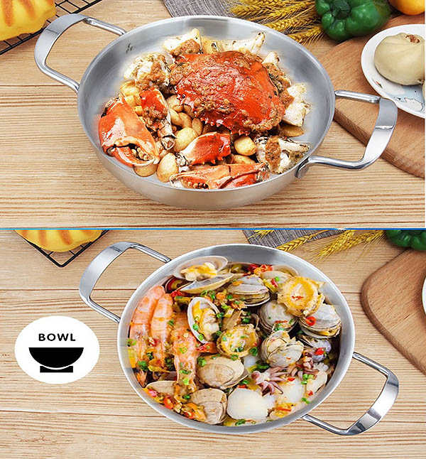 Nồi thố lẩu 2 quai inox 201 đựng thức ăn NT01