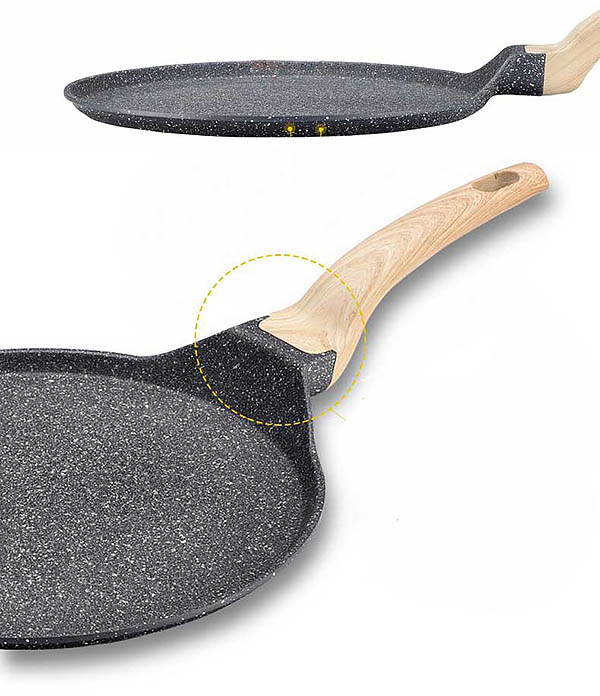 Chảo vân đá nướng pizza 28cm tay cầm gỗ Carote ET8132.