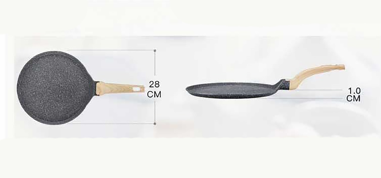 Chảo vân đá nướng pizza 28cm tay cầm gỗ Carote ET8132.