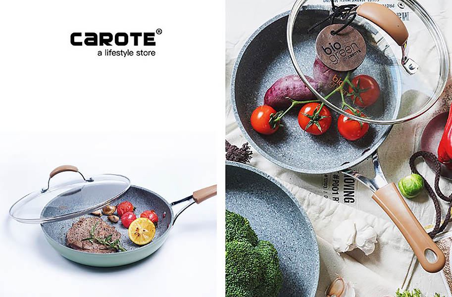 Chảo chống dính nhôm phủ vân đá Carote BG8220.