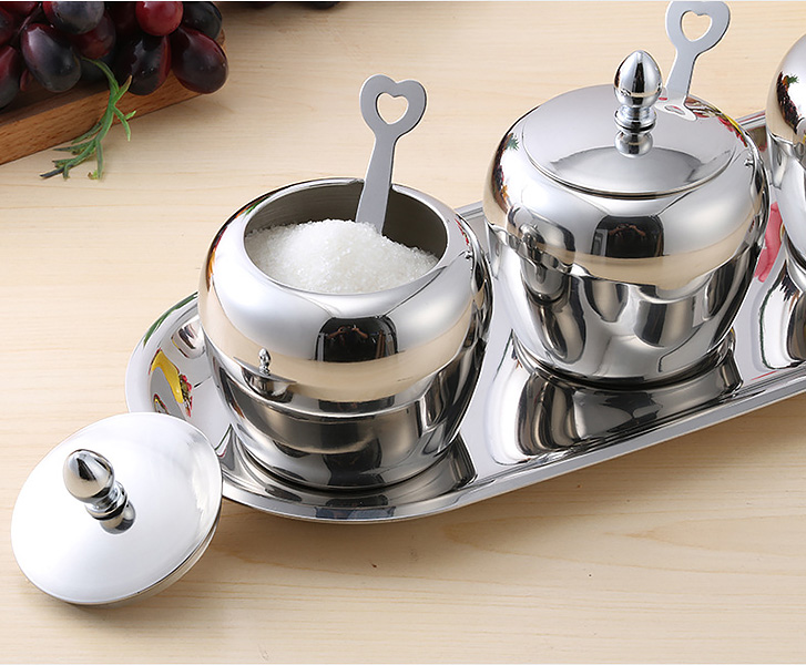 Bộ hũ đựng gia vị inox 304 Kaihua A01 3 ngăn.