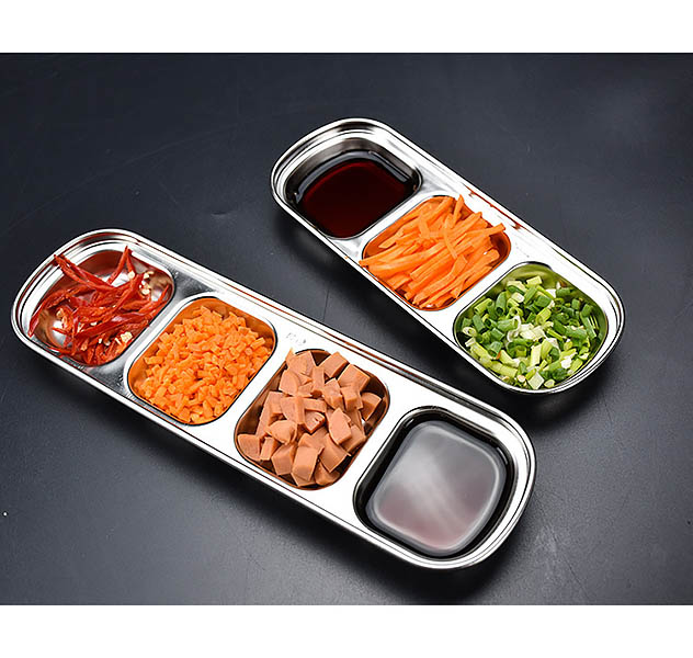 Khay đựng nước chấm nước sốt gia vị 1-4 ngăn inox 304 HX33