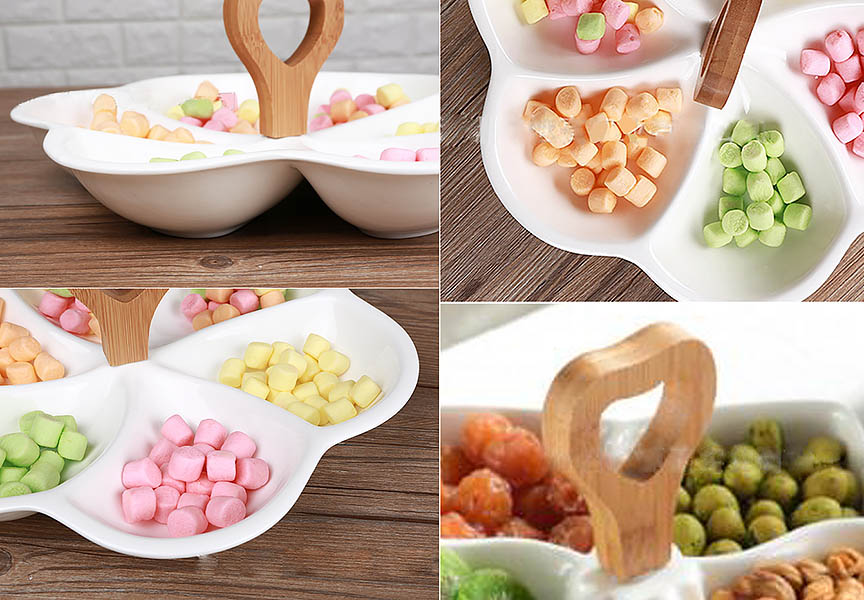 Khay đựng bánh kẹo trái cây gốm sứ Kens K002240.