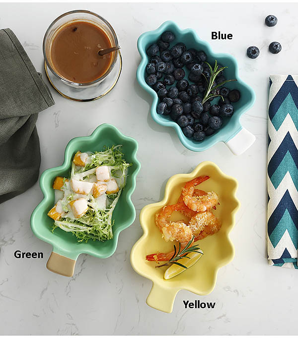 Khay dĩa sứ ceramic hình cây lá Ximi XM010.