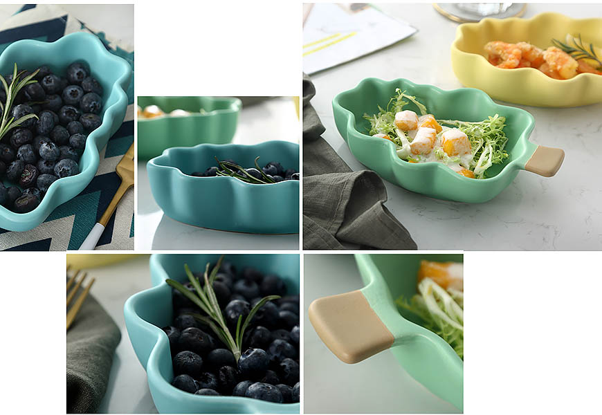 Khay dĩa sứ ceramic hình cây lá Ximi XM010.