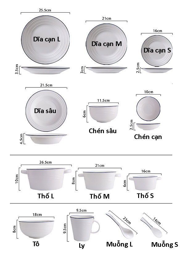 Bộ tô chén dĩa gốm sứ Keyston KT003.
