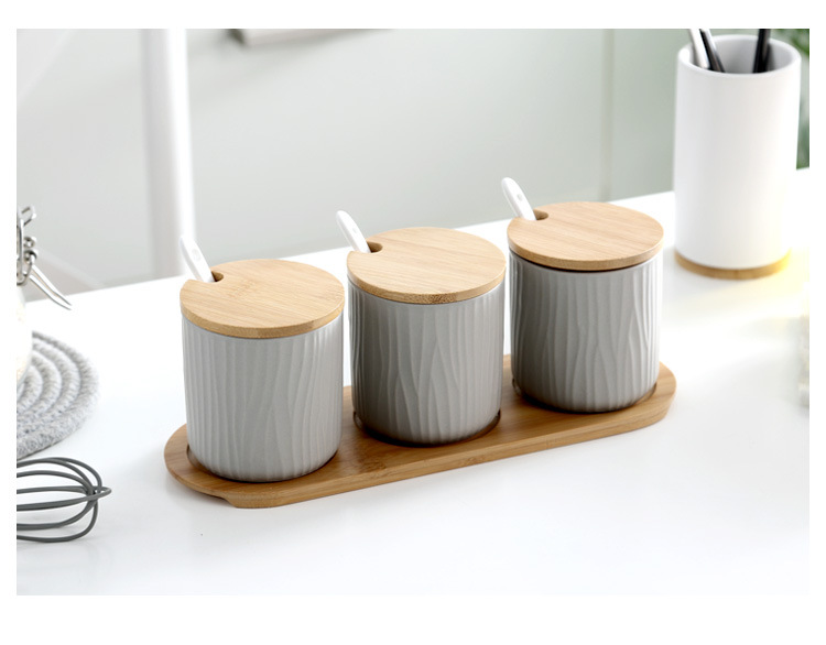 Bộ gia vị 3 ngăn sứ ceramic Ximi XM002.