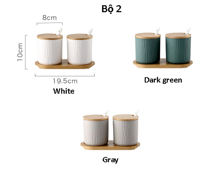 Bộ gia vị 3 ngăn sứ ceramic Ximi XM002.