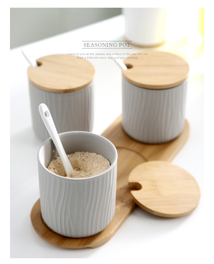 Bộ gia vị 3 ngăn sứ ceramic Ximi XM002.