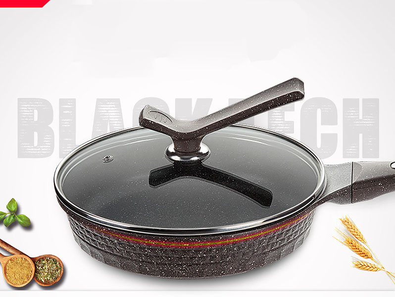 Chảo chống dính 24cm tay cầm nắp kiếng đáy từ K&I KIJG1824M.