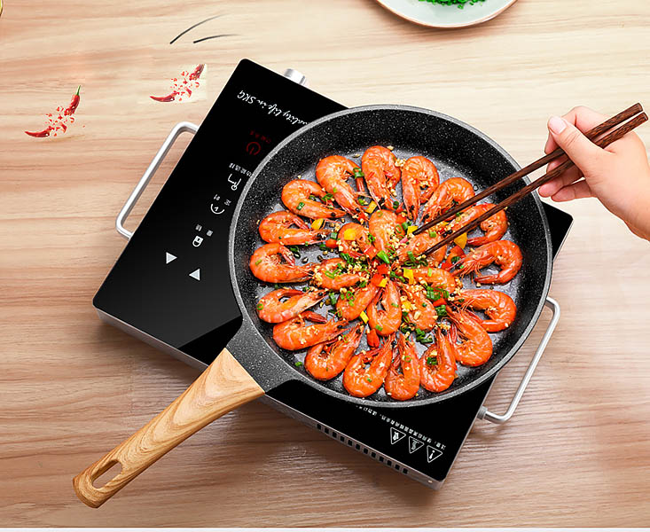 Chảo nhôm chống dính tròn tay cầm gỗ Umetre UM3028.